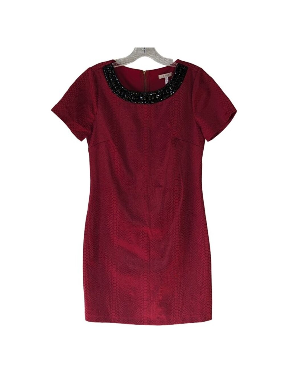 HALO short sleeve red snakeskin beaded neckline sheath career Dress size M - Picture 6 of 11